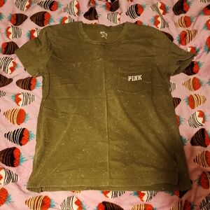 PINK Heathered Green Graphic Tee